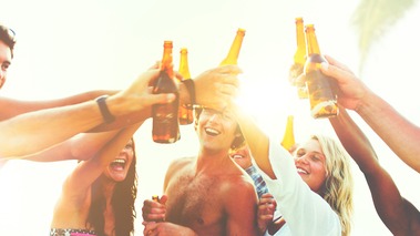 Friends Beach Party Drinks Toast Celebration Concept